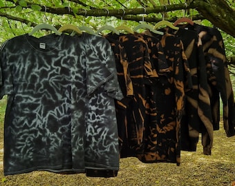 Hand-Dyed Black Crumple Tie Dye T-Shirt – Grunge Inspired Unisex