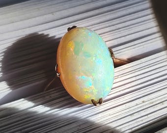 Antique 9ct Rose Gold Opal Solitaire Pinky Ring