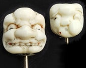 Antique Japanese Double-Sided Theatre Mask Gold Stick Pin