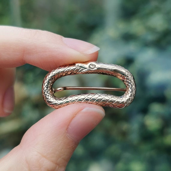 Antique 9ct Gold Ourobouros Snake Brooch