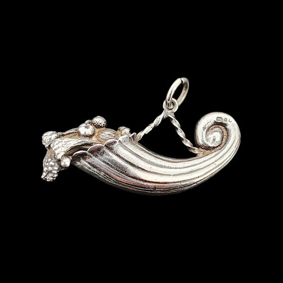 Vintage Solid Sterling Silver Cornucopia Charm Pe… - image 1