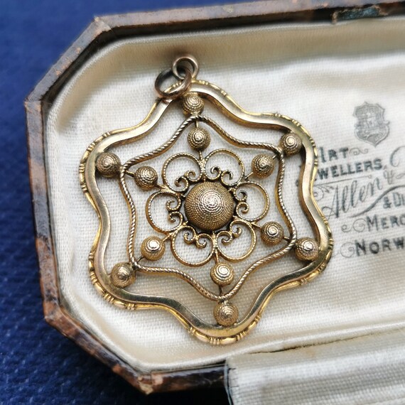 Antique Rolled Gold Spiderweb Pendant