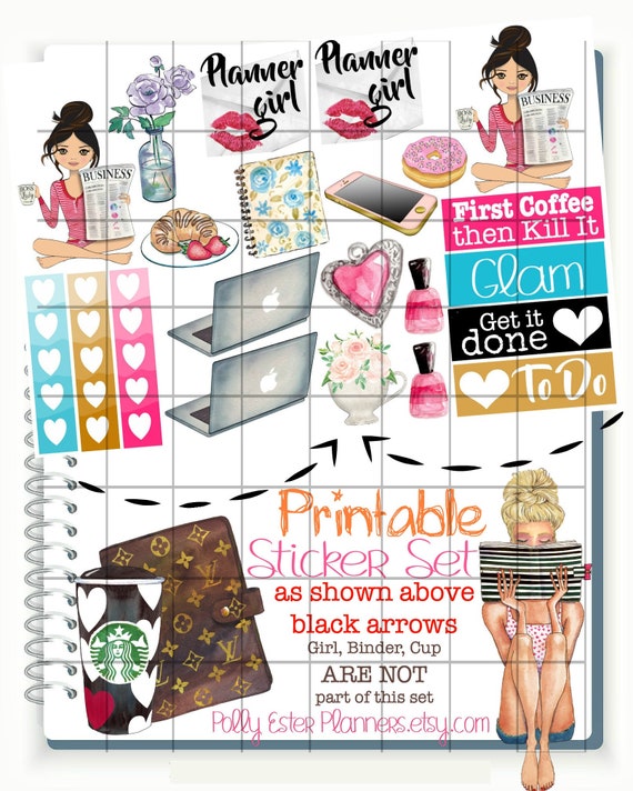 printable planner girl stickers girly planner stickers etsy