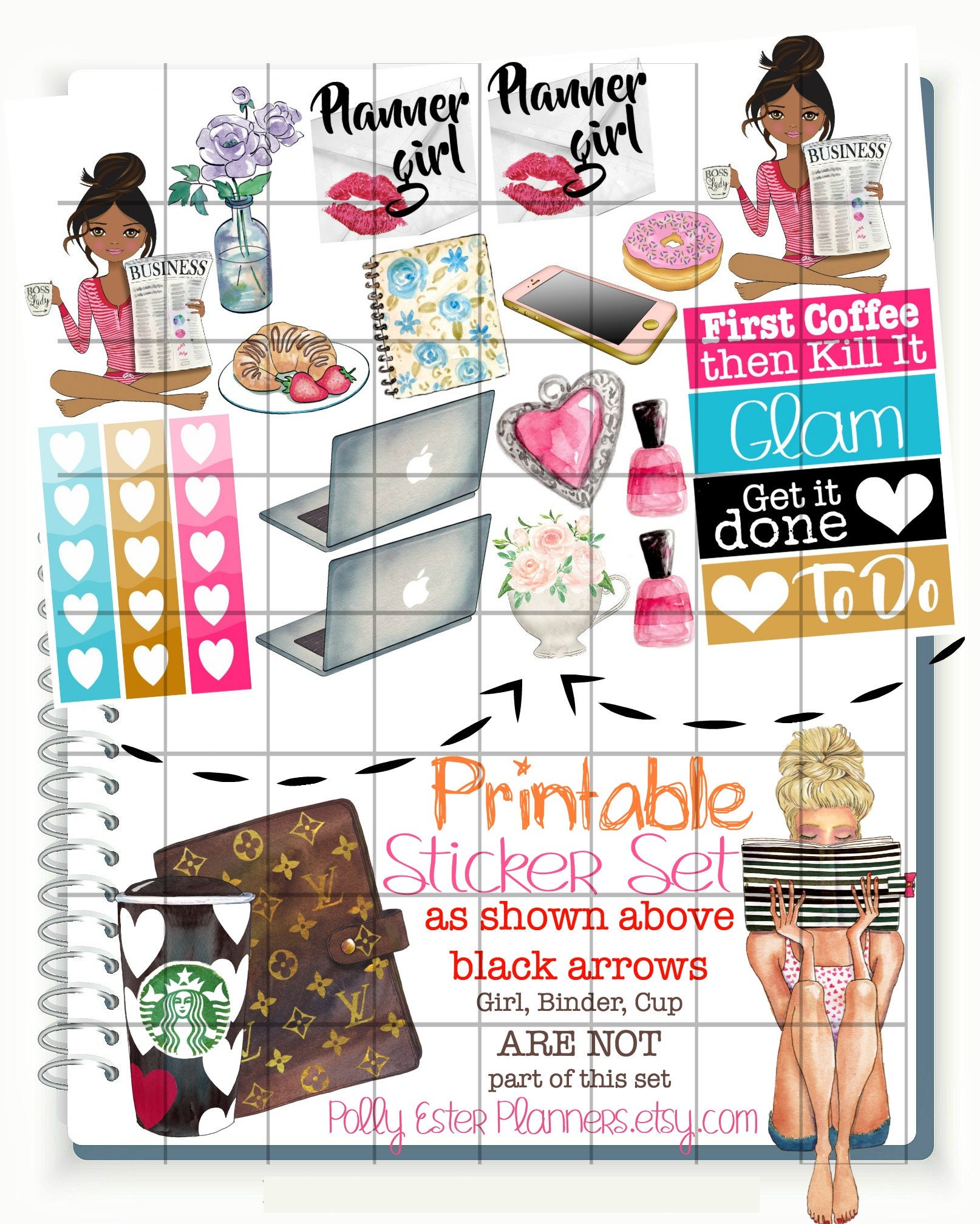 Printable Planner Stickers Printable Planner Girl Stickers Etsy