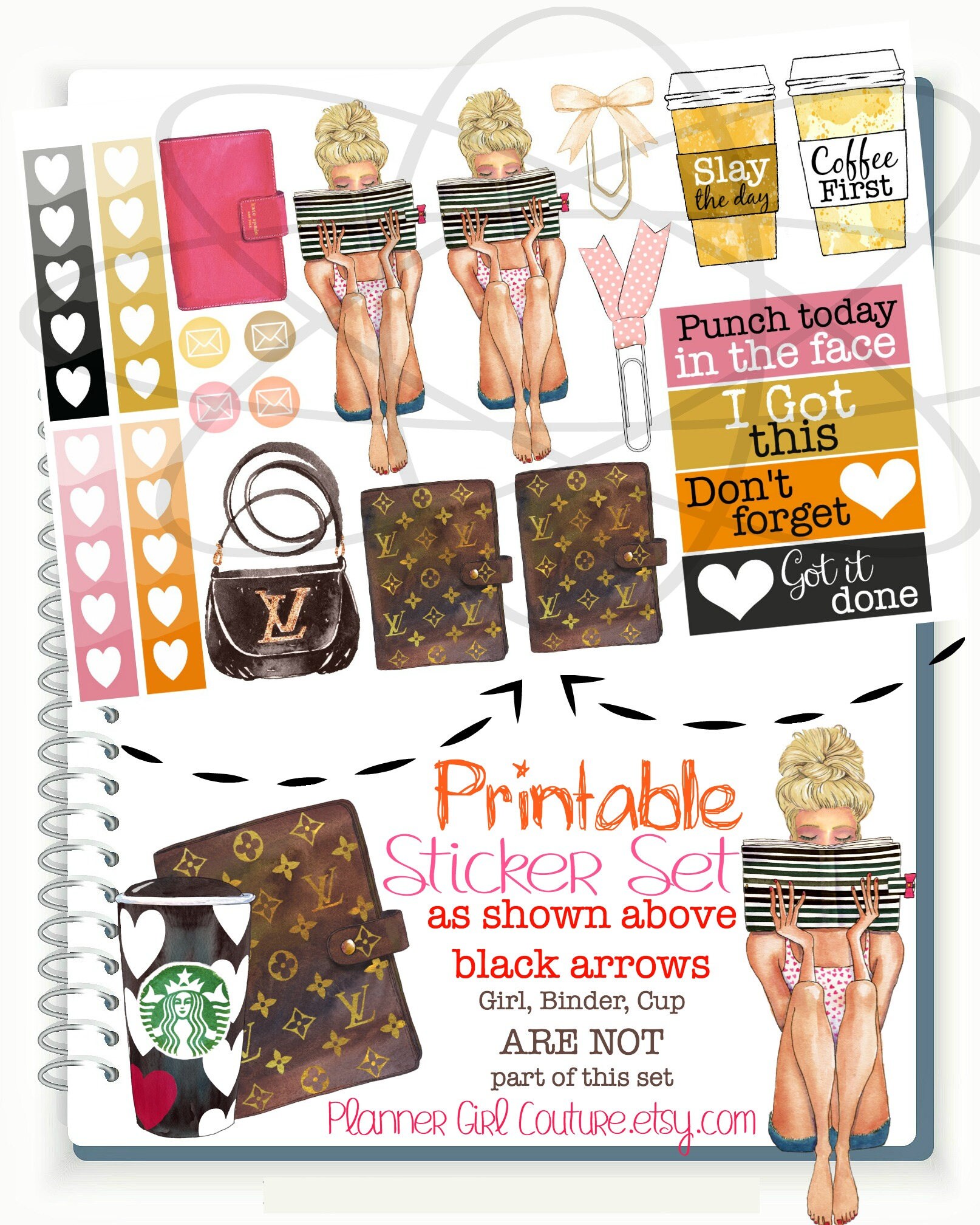 Planner Girl Printable Stickers Louis Vuitton Planner | Etsy