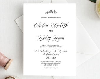 Simple Wedding Reception Invitation Fully editable modern | Etsy