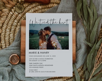 Editable Photo We Tied The Knot Invitation Template, Post Reception Invite, Editable Text with Corjl #115