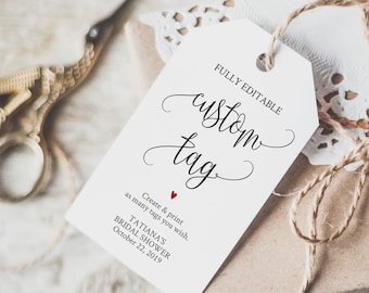 Editable Tags Instant Download, Calligraphy, Custom Tag #WDH070