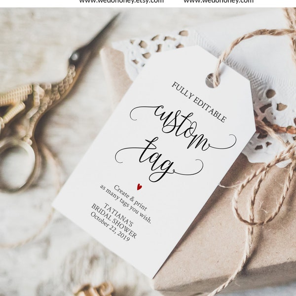 Editable Tags Instant Download, Calligraphy, Custom Tag #WDH070