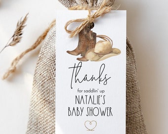 Western Thank You Tag Template, Cowboy Favor Tags, Editable Text with Corjl #32