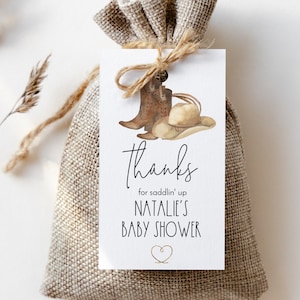 Western Thank You Tag Template, Cowboy Favor Tags, Editable Text with Corjl #32