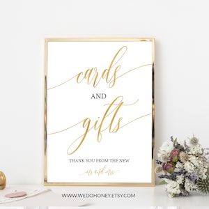 Gold Cards and Gifts Sign, Gifts Table Sign, Gold Wedding Calligraphy, 8x10, 5x7, 4x6  Instant Download  #0035