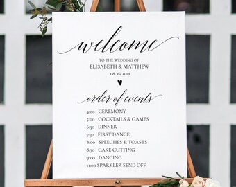 Wedding Order Of Events Sign Greenery Wedding Program Etsy