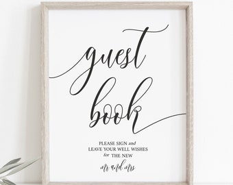 Editable Wedding Photo Guestbook Sign, Calligraphy, Instant Download, Sizes: 8x10'' 5x7'' and 4x6'' #0033_13