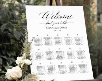 Alphabetical Welcome Seating Chart, Guest Seating Template, Wedding Seating Plan, Fully Editable Text, Instant Download #090_18