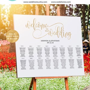 Gold Wedding Seating Chart Printable Alphabetical Seating image 1