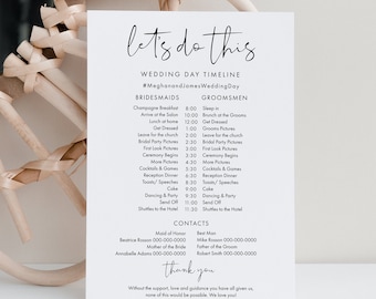 Bridal Party Timeline, Order of Events Template, Itinerary for Events, Edit Text with Corjl #115