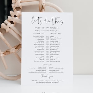 Bridal Party Timeline, Order of Events Template, Itinerary for Events, Edit Text with Corjl #115
