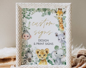 Editable Safari Custom Sign Jungle Animals Printable, Instant Download with Corj #090G