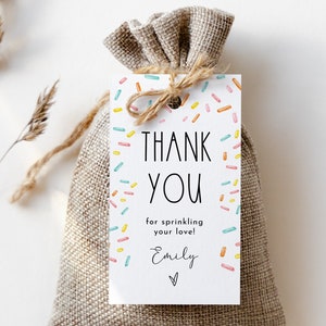 Sprinkle Thank You Tag Template, Rainbow Sprinkles Favor Tags, Editable Text with Corjl #0078