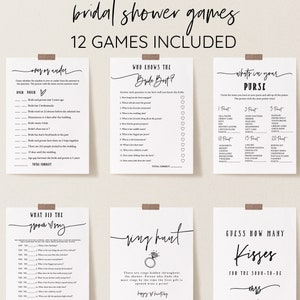 Modern Bridal Shower Games Bundle, Personalize Name and Questions, Script Game Printable, Editable Games with Corjl #073