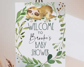 Sloth Welcome Sign Template, Little Sloth Poster Sign, Edit Text with Corjl #0047
