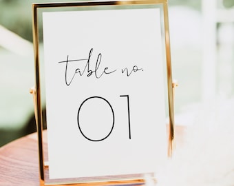 Modern Minimalist Table Numbers, Wedding Table Number Template, Editable Text with Corjl #115