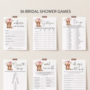 Cowboy Boots Bridal Shower Game Bundle, Country Wester Theme, Customize Name and Questions, Editable Games with Corjl #92