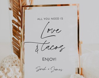 Editable Love and Tacos Sign, Unique Taco Party Decoration, Editable Wedding Design, Corjl #036B