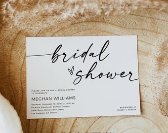 Minimalist Bridal Shower Party Invite, Modern Bridal Invitation, Editable Text with Corj #03066