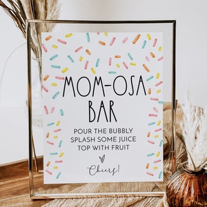 Editable Baby Sprinkle Mom-osa Bar Sign Table Decor Baby Shower Sign Template Instant Download Corjl #0078