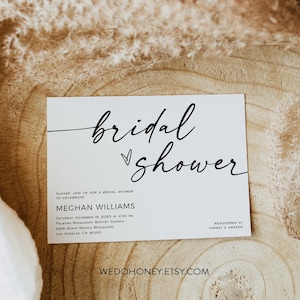 Minimalist Bridal Shower Party Invite, Modern Bridal Invitation, Editable Text with Corj #03066