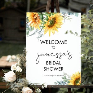 Rustic Sunflower Welcome Bridal Shower Template, Simple and Rustic Wedding Ceremony, Editable Text with Corjl #83