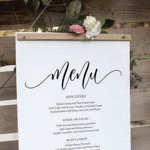 Menu Sign Template Wedding Poster Board Modern Reception Etsy
