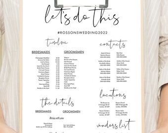 Minimal Wedding Day Timeline Template, Simple Wedding Schedule, Wedding Day Itinerary, Editable Text with Corjll #115