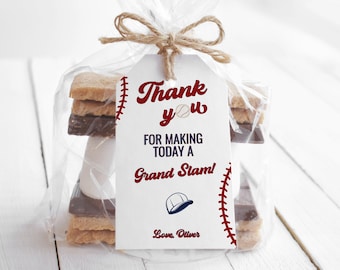 Editable Baseball Thank You Tag, Sports Ball Favor Tags, Rookie of the Year, Corjl #45C