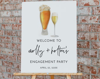 Bubbles and Brews Welcome Sign Template, Beer and Champagne Sign, Couples Shower Printable #66