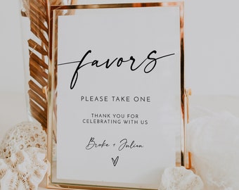 Minimalist Favors Sign, Editable Wedding Favors Sign Template, Modern Favor Sign Decor, Corjl #03066