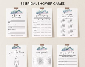 Mountain Bridal Games Bundle, Personalize Name and Questions, Shower Activities, Editable Games with Corjl