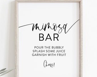 Modern Mimosa Bar Template Script Bridal Shower Sign Instant Download #054