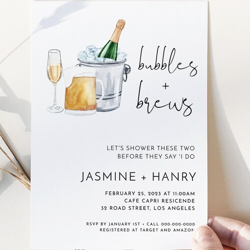 Bubbles and Brews Couples Shower Invitation Brews and Bubbly Etsy