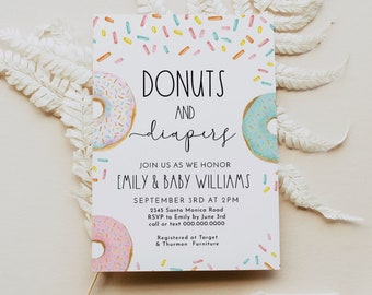 Editable Donut Sprinkle Baby Shower Invitation - Digital Download - Corjl #079C