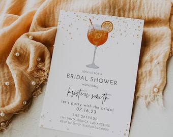 Editable Cocktail Invitation, Aperol Spritz Bridal Shower Party Invite, Editable Text with Corj #41