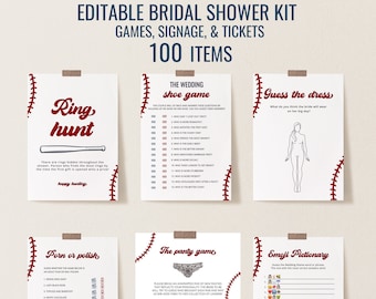 Baseball Bachelorette Game Bundle, Baseball Bridal Games, Last Swing Before the Ring Baseball Corjl 45C