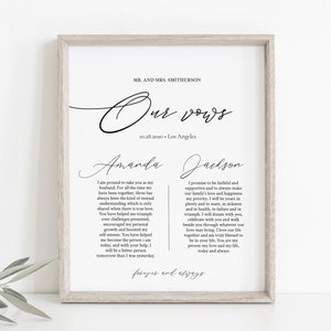 Our Vows Sign Template, One Year Anniversary Gift, Printable Wall Art Keepsake, Editable DIY Instant Download #086