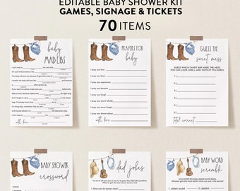 Western Cowboy Baby Shower Games, Country Cowboy Theme, Edit Text wit  Corjl  #038