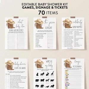 Western Baby Shower Games, Country Cowboy Theme, 70 Items, Edit Text wit  Corjl  #32