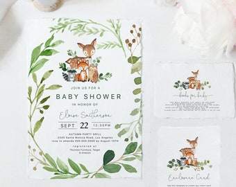 Woodland Baby Shower Package, Set Gender Neutral, Digital Printable, Instant Download, Try Before You Buy with Corjl  #016