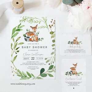 Woodland Baby Shower Package, Set Gender Neutral, Digital Printable, Instant Download, Try Before You Buy with Corjl  #016