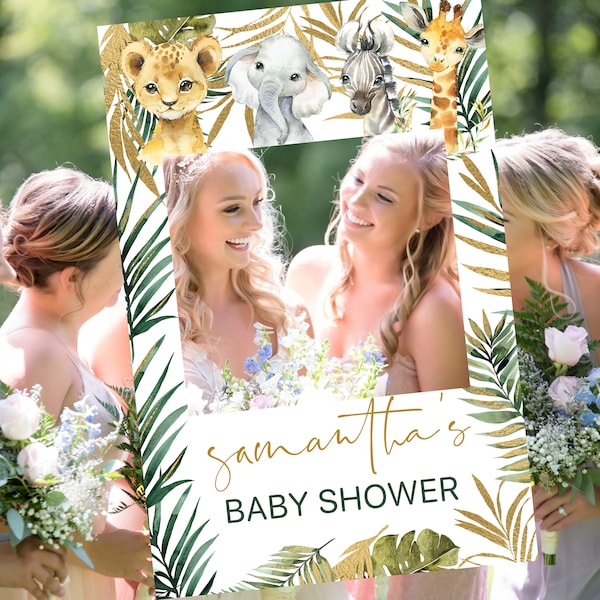 Safari Baby Shower Photo Booth Frame, Jungle Baby Shower, Edit with Corjl #023